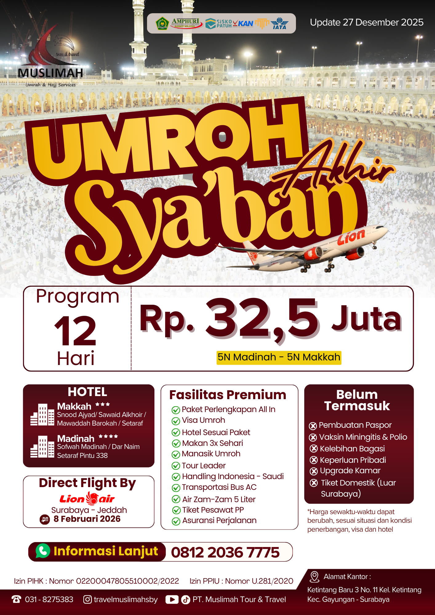 Paket Bronze Umroh Akhir Sya’ban 12 Hari